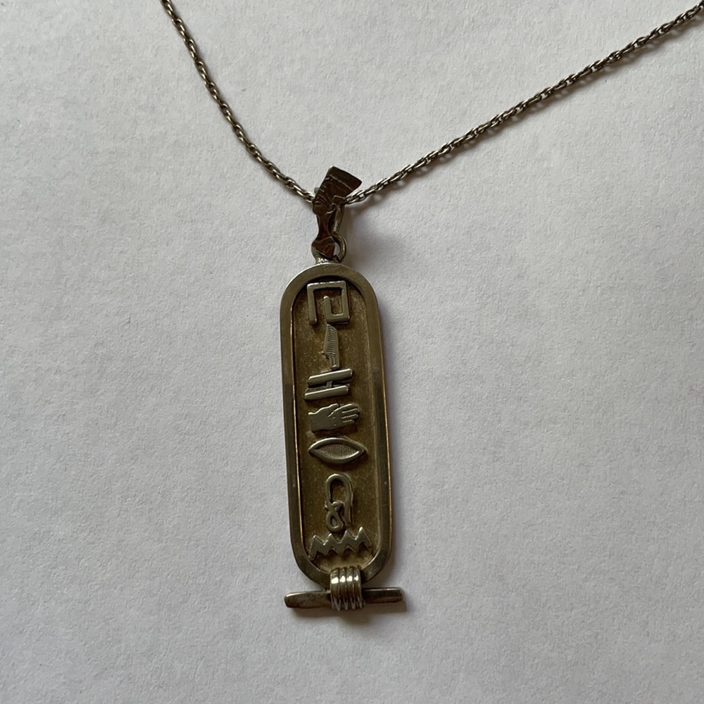 Sterling Silver Egyptian cartouche necklace